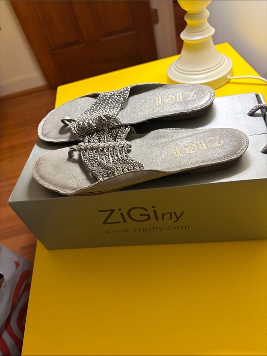 Shoes - Silver Braided Slide Sandals - Women's